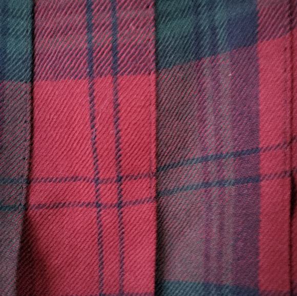 Vintage Talbots Red & Green Tartan Plaid Pleated Midi Skirt Sz M / 30" Waist - Picture 6 of 9